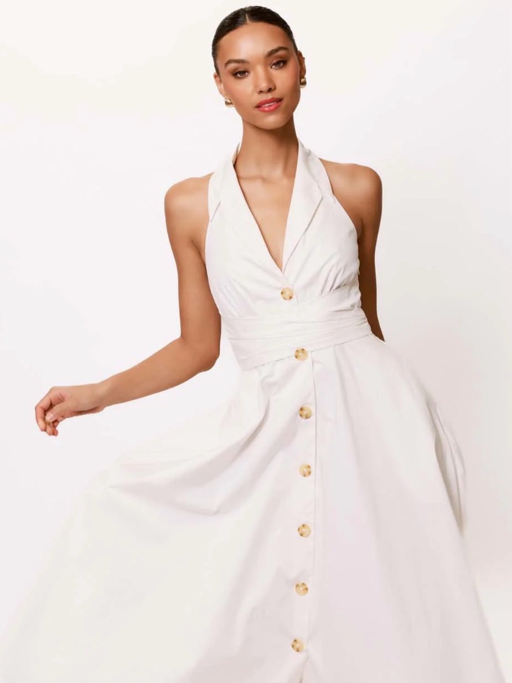 Hutch Alessia Sleeveless Halter Midi Dress- Size Large